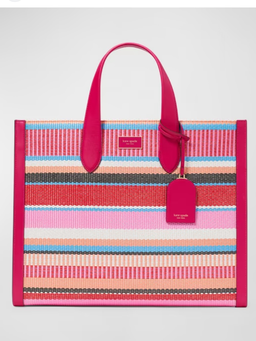 Kade Spade Manhattan Striped Woven Tote Bag with Strap